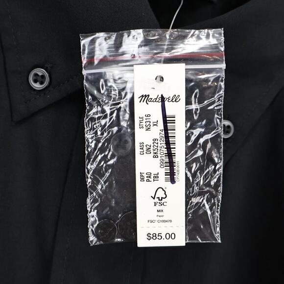 Madewell Relaxed Button Up Shirt Cropped True Black Size XL NWT - Picture 7 of 10